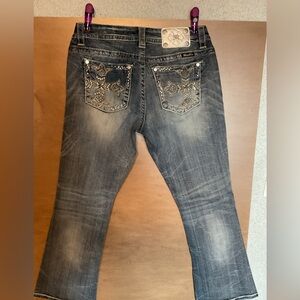 Miss Me Gray Faded Boot Cut Jeans with Embellished Back Pockets